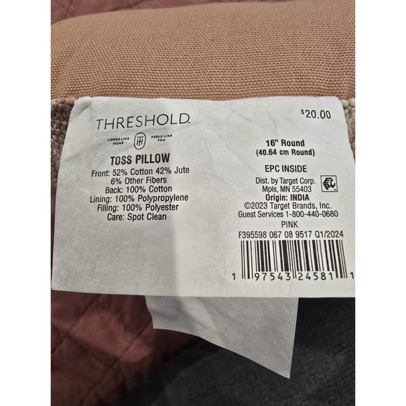 Threshold 16" Woven Cotton Slub Round Throw Pillow, New - Picture 5 of 5